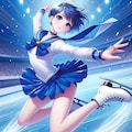 セーラー戦士風女子フィギュアスケート選手のエキシビション (水星) 2枚目