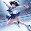 セーラー戦士風女子フィギュアスケート選手のエキシビション (水星) 4枚目