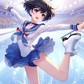 セーラー戦士風女子フィギュアスケート選手のエキシビション (水星) 8枚目