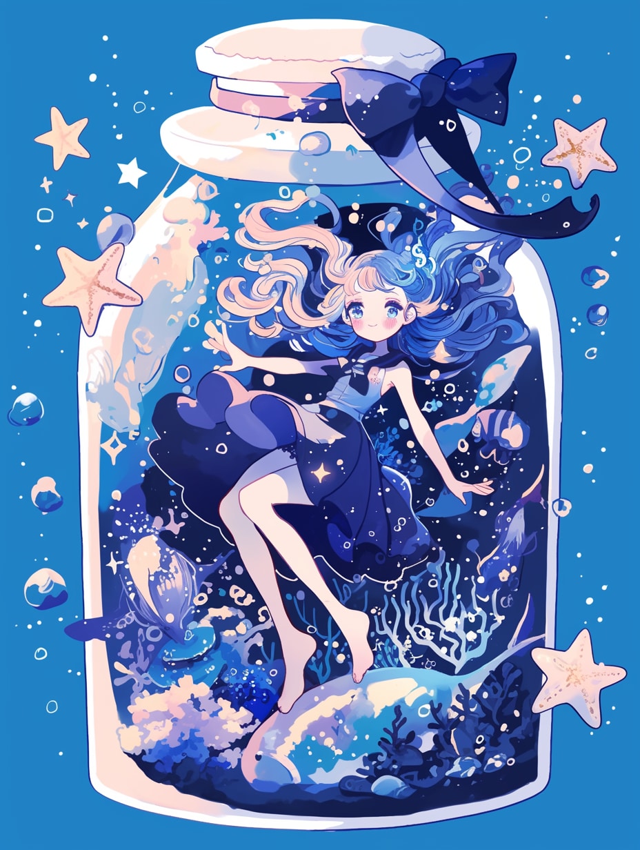 「瓶詰の少女」蒼58 | の人気AIイラスト・グラビア