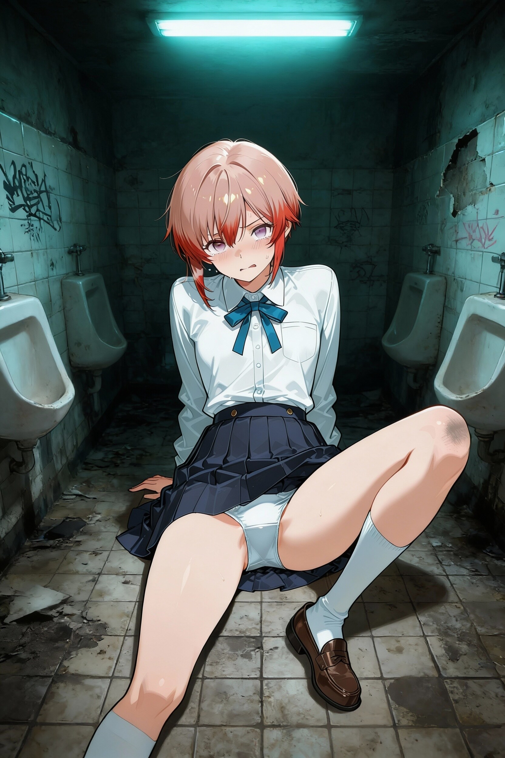 トイレの奥に追いつめられるPhoenixちゃん