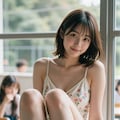 夏の窓際の花柄ワンピース 5 4枚目