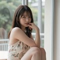 夏の窓際の花柄ワンピース 5 7枚目