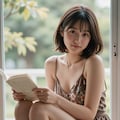 夏の窓際の花柄ワンピース 5 5枚目