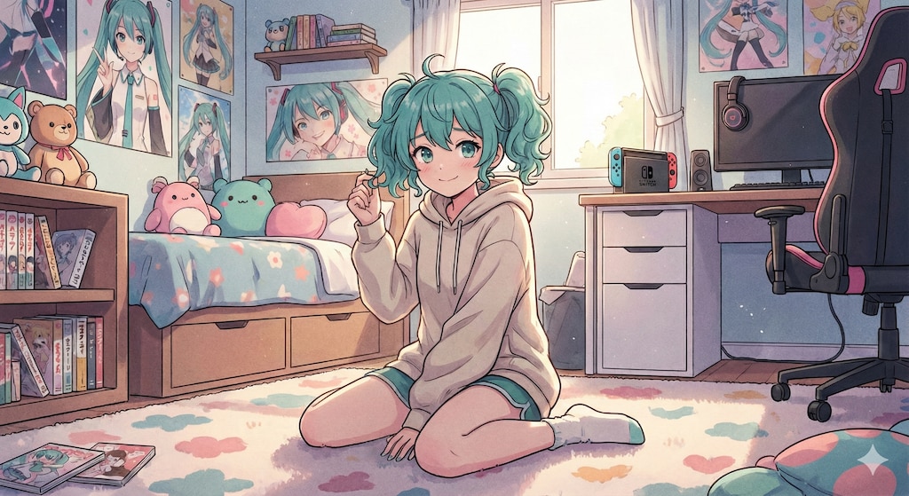 自室のミクさん✨