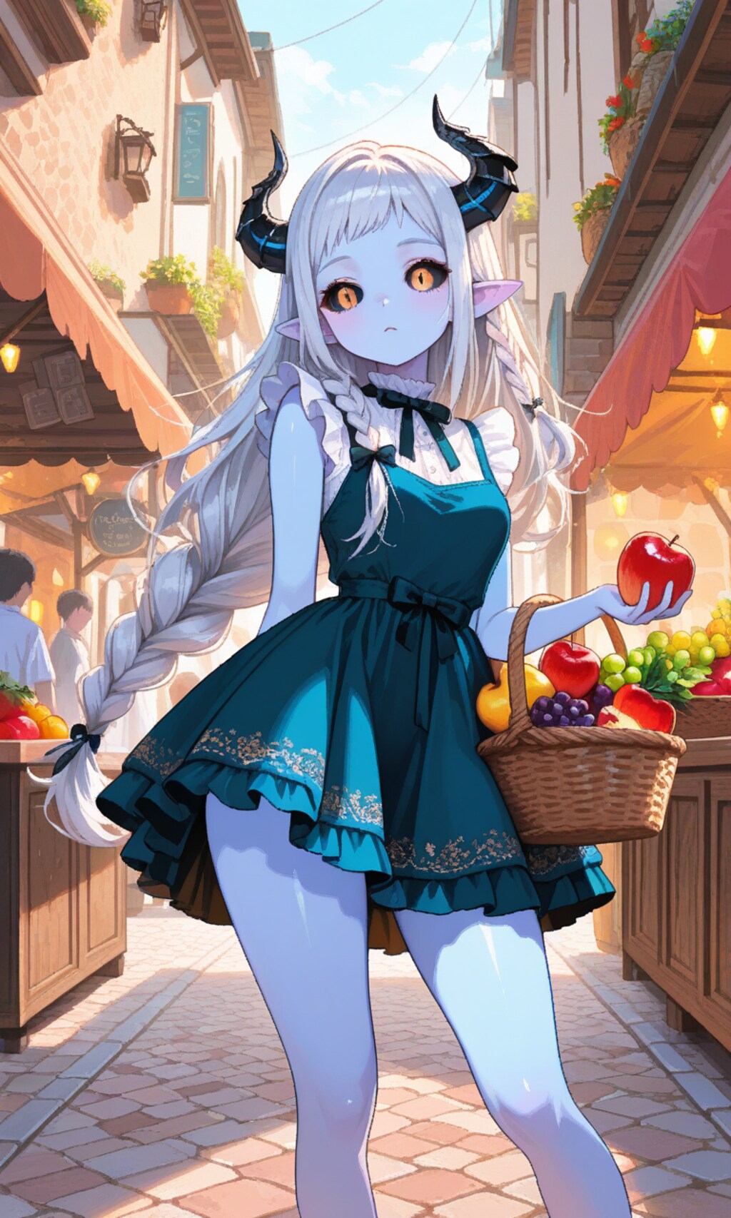 お買い物中の魔族の女の子