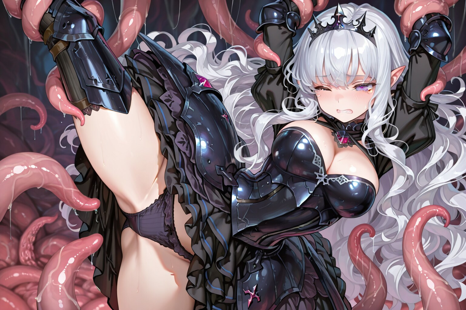 触手に捕まる魔王様