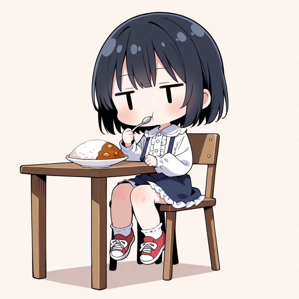 カレーライスを食べる