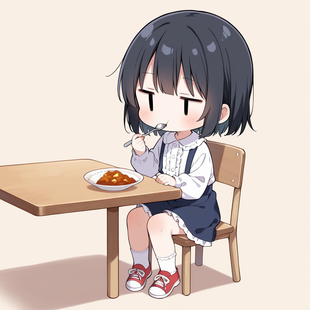 カレーライスを食べる