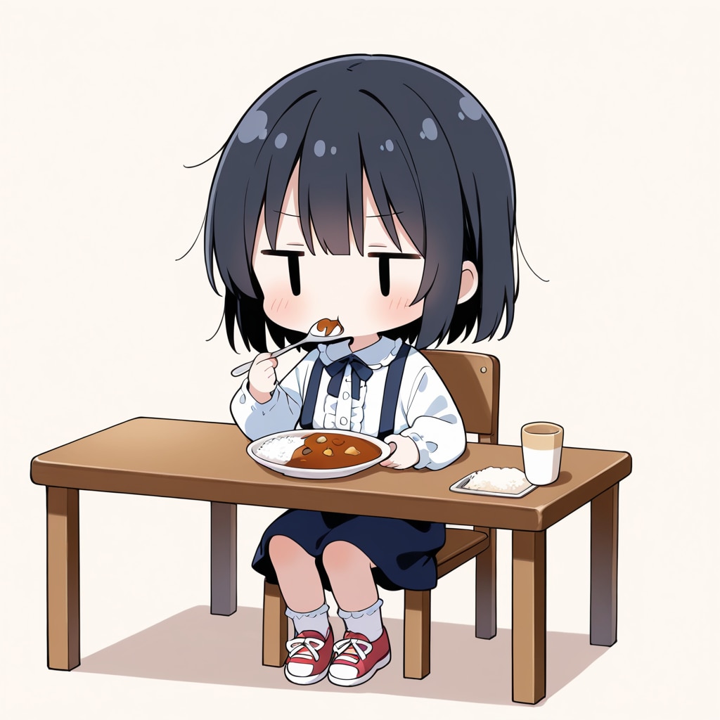 カレーライスを食べる