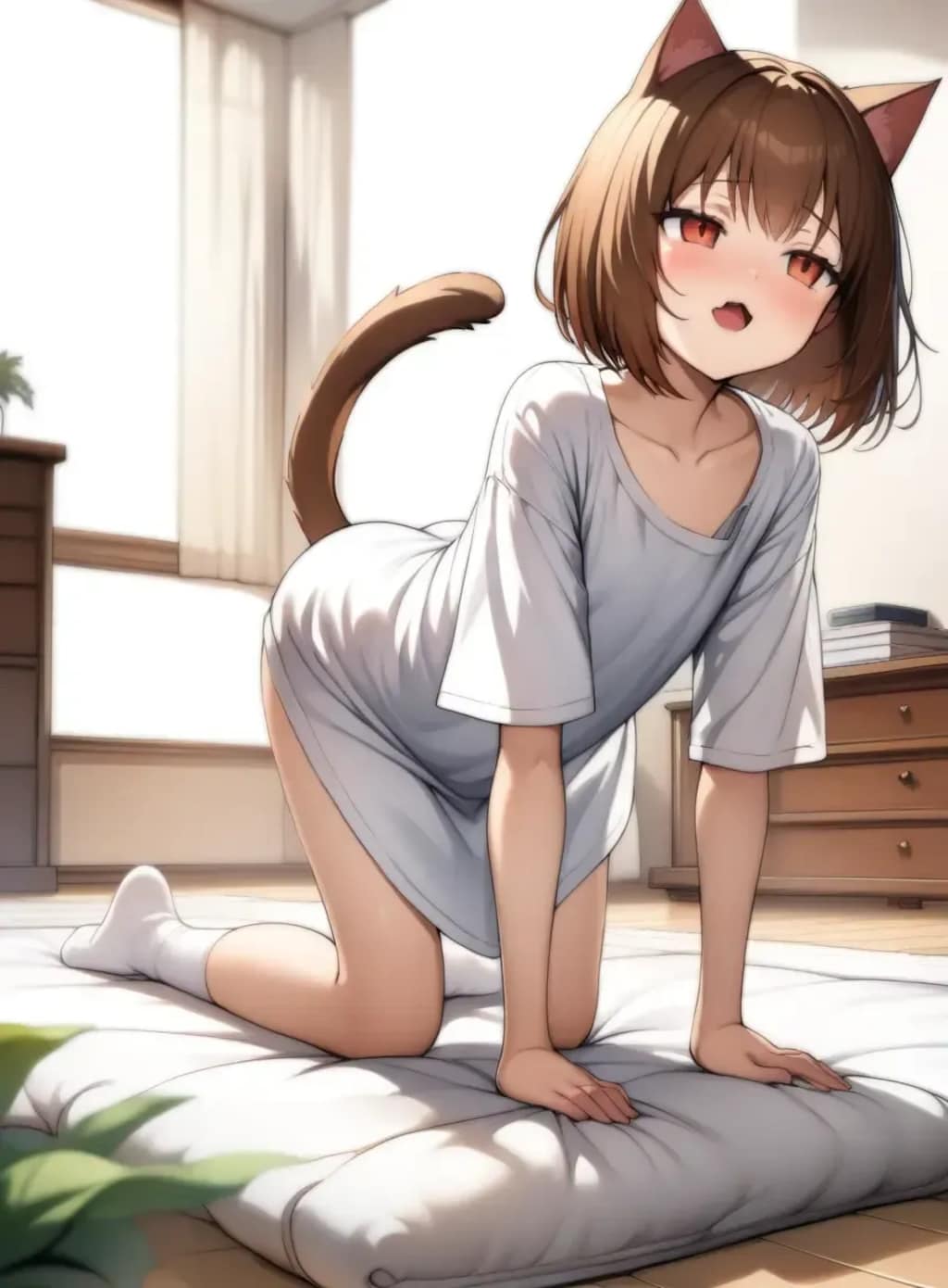 人化した子猫にとりあえずシャツを着せるやつ