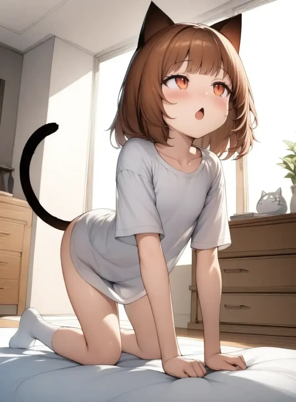 人化した子猫にとりあえずシャツを着せるやつ