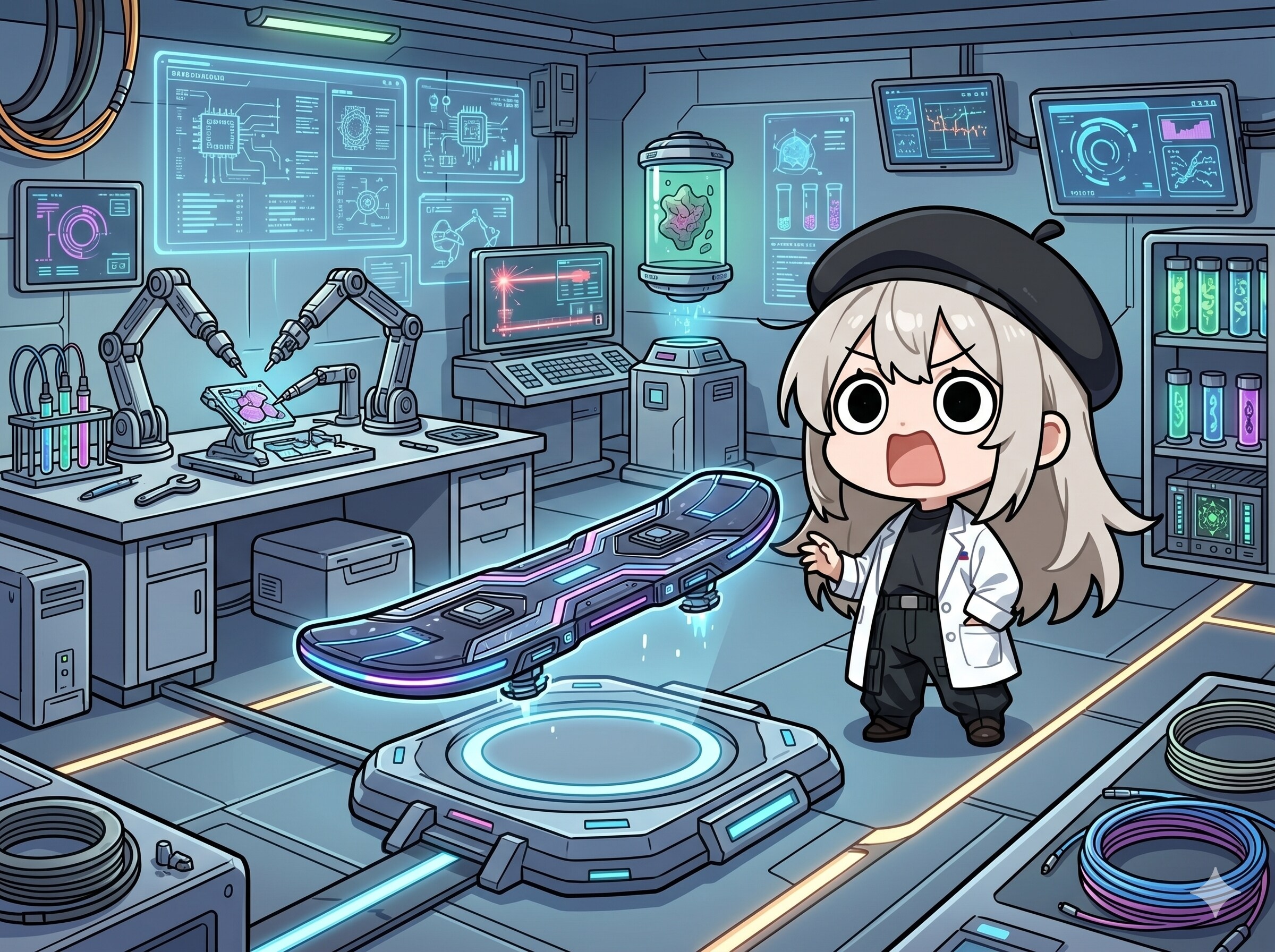 エアーボードを開発してしまいよったえらいこっちゃ嬢 | の人気AIイラスト・グラビア