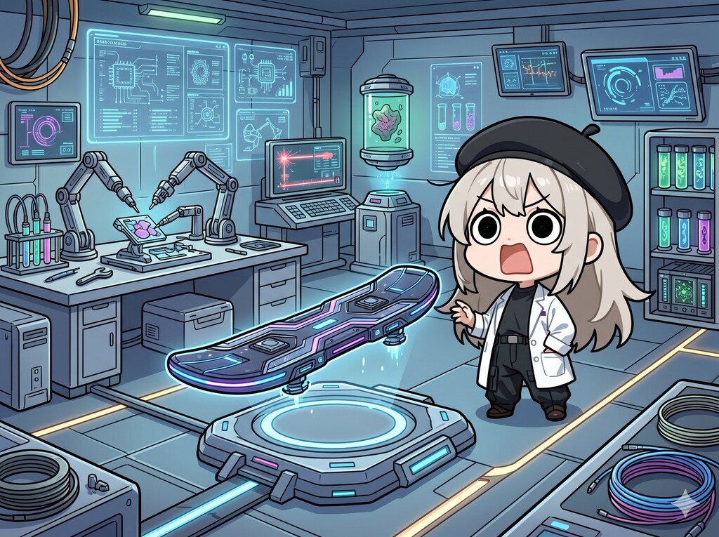 エアーボードを開発してしまいよったえらいこっちゃ嬢