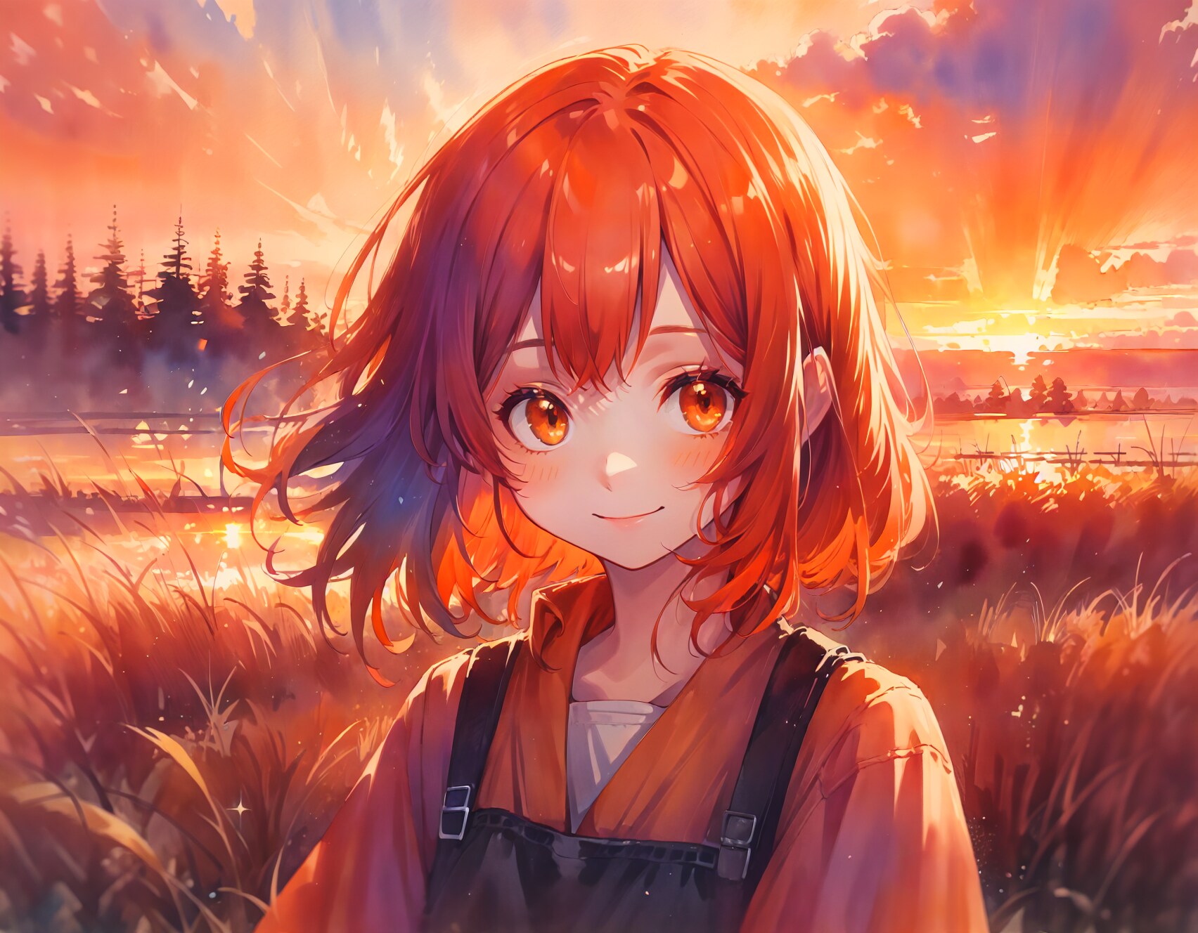 夕焼水彩