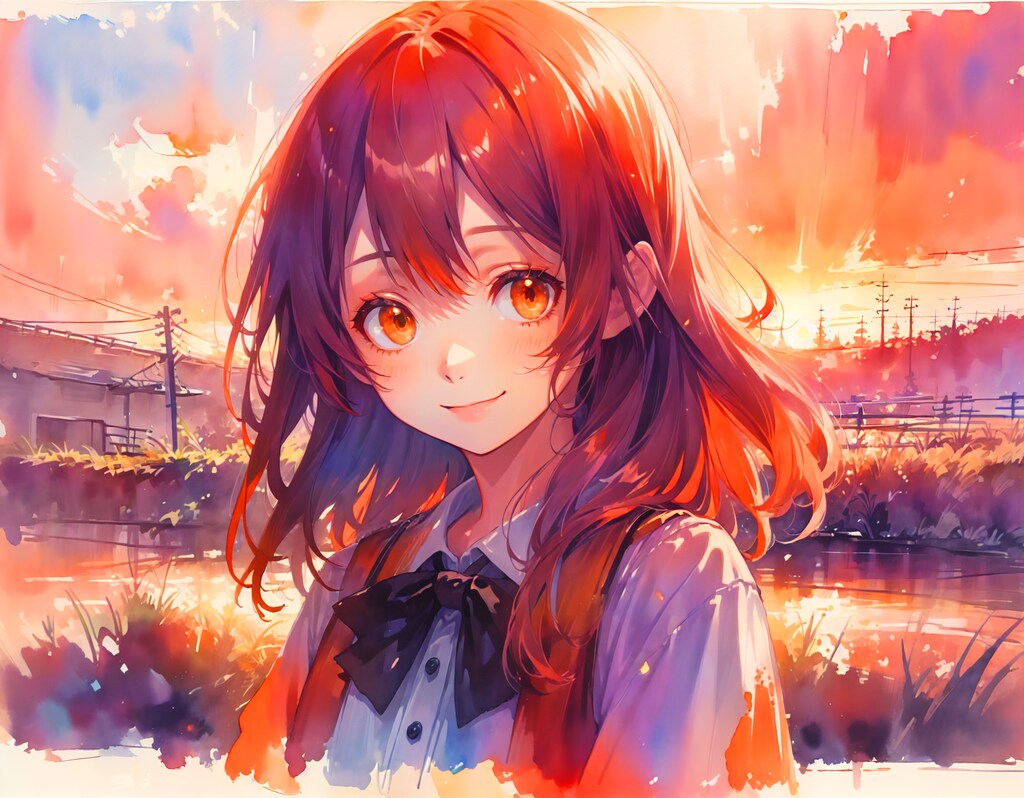 夕焼水彩