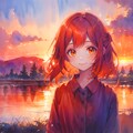 夕焼水彩 4枚目