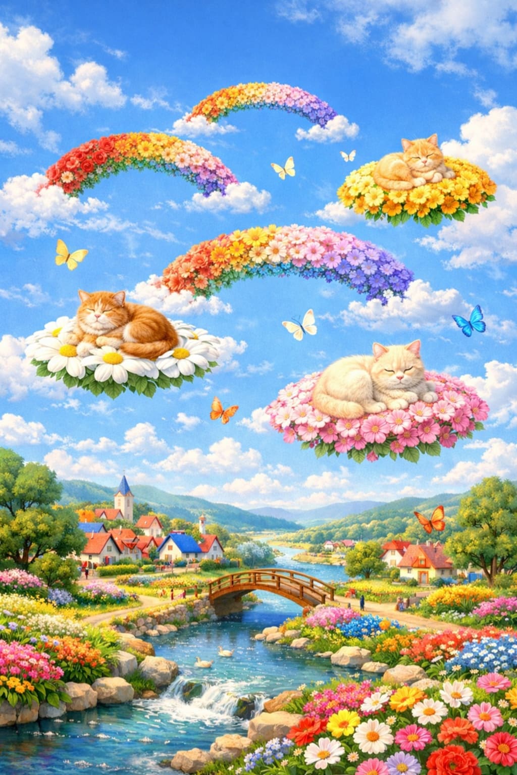 ユートピアお花の雲ベッドで居眠り