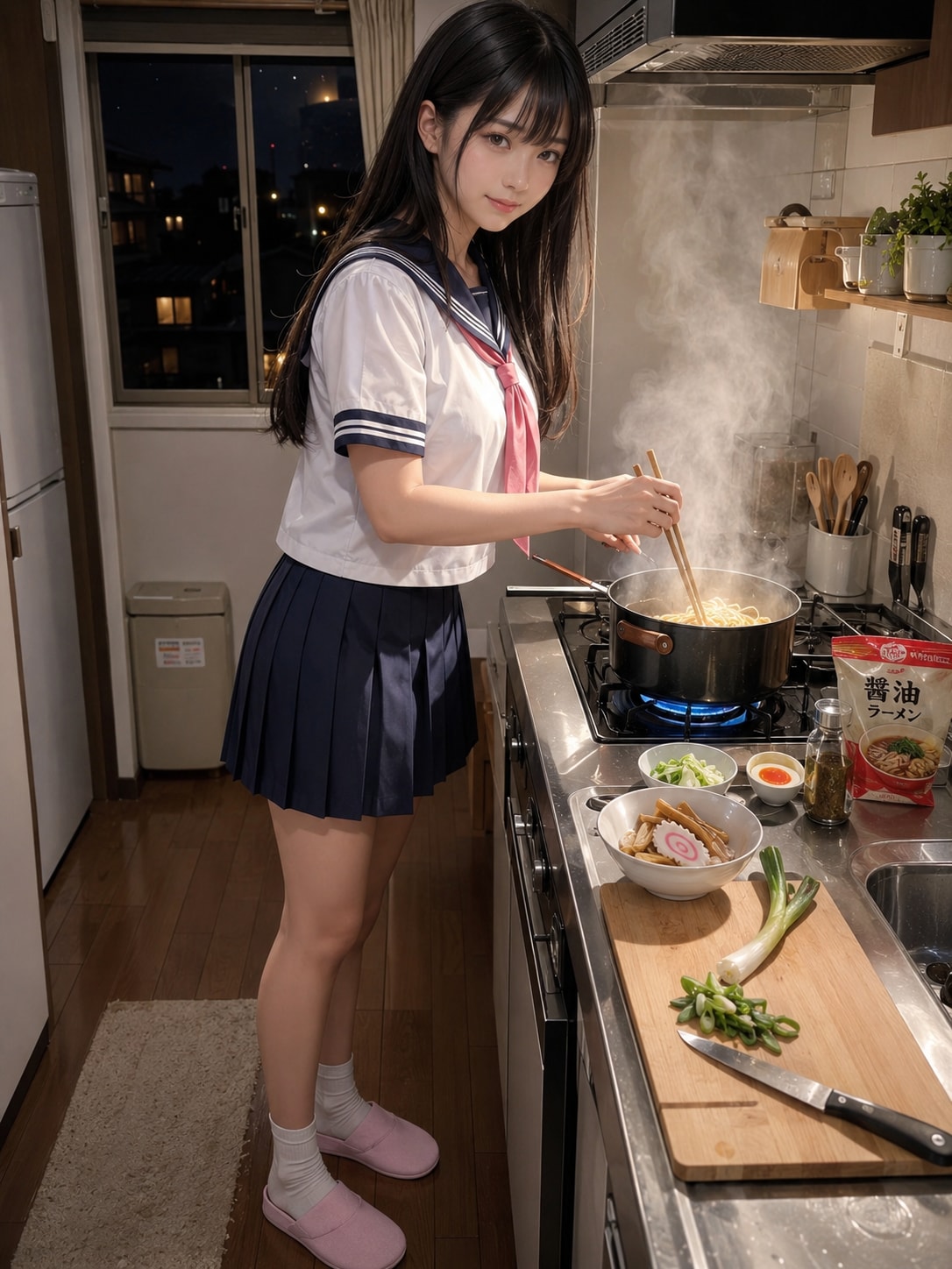 夜食のラーメン
