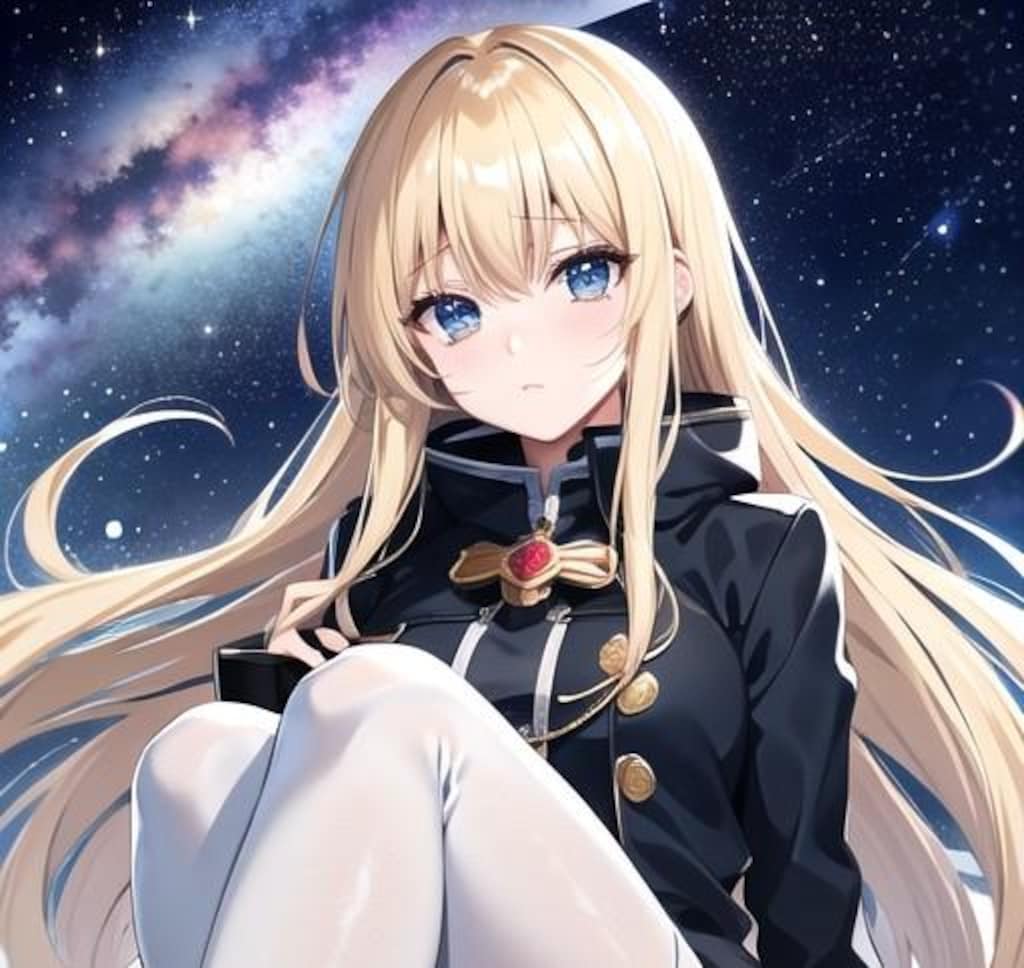 金髪彼女（天の川背景）