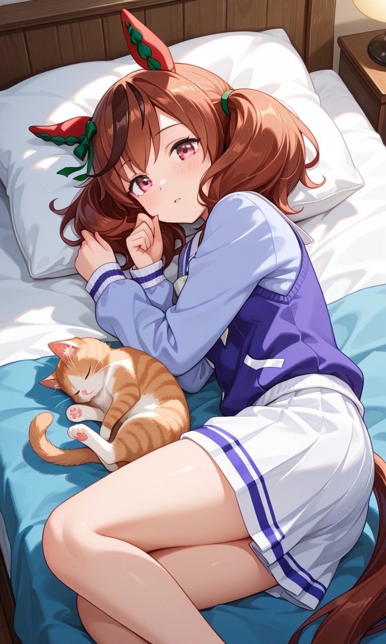 猫と一緒に昼寝ネイチャさん