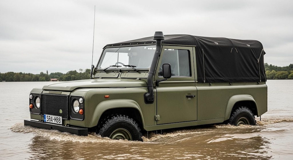 ランドローバーディフェンダ―川渡り