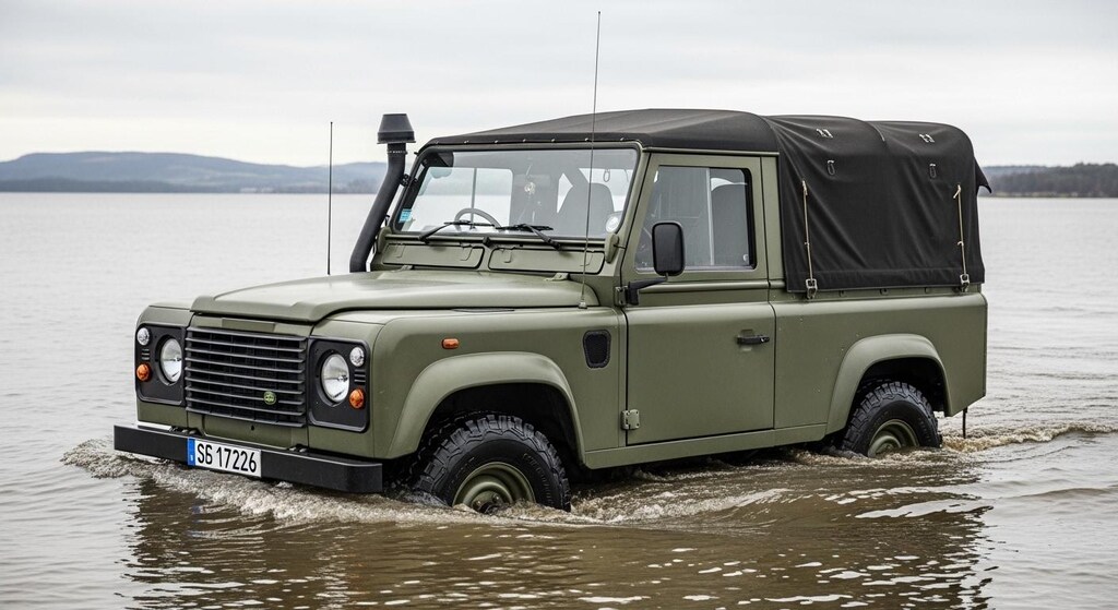 ランドローバーディフェンダ―川渡り