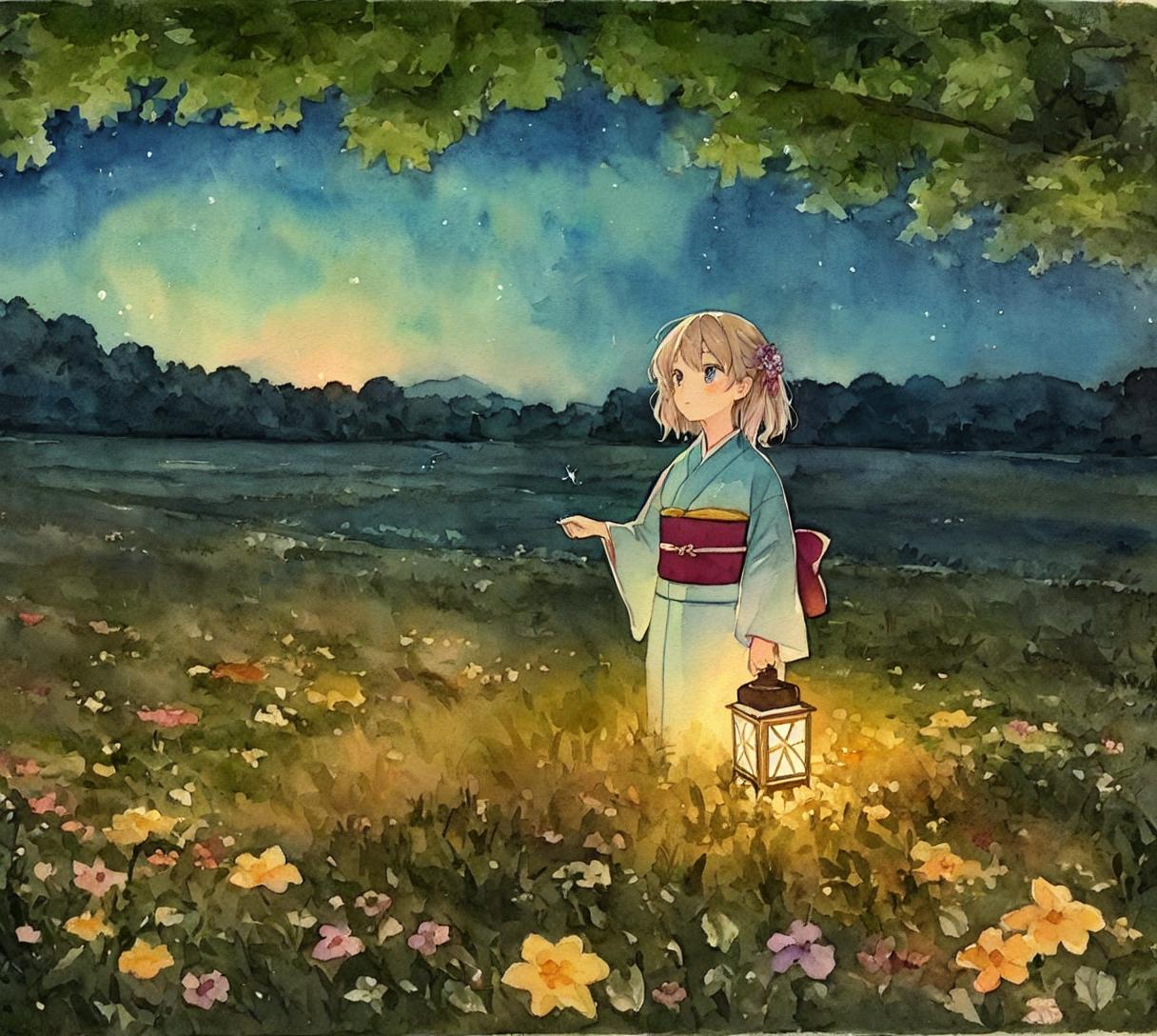夜の花畑