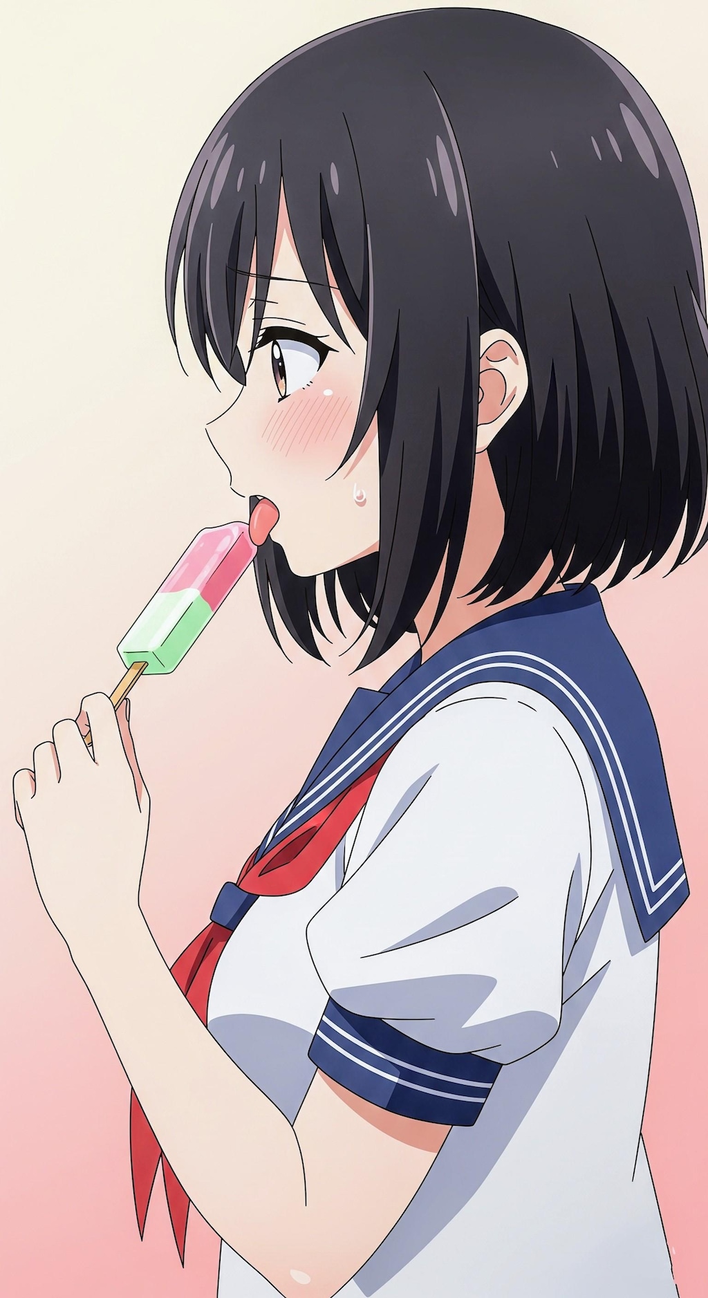 アイスキャンディ舐めてる、お姉やん