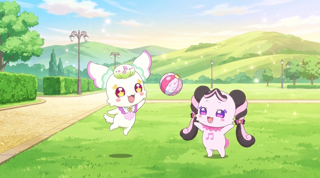 プリルンとメロロン、ボール遊びをする