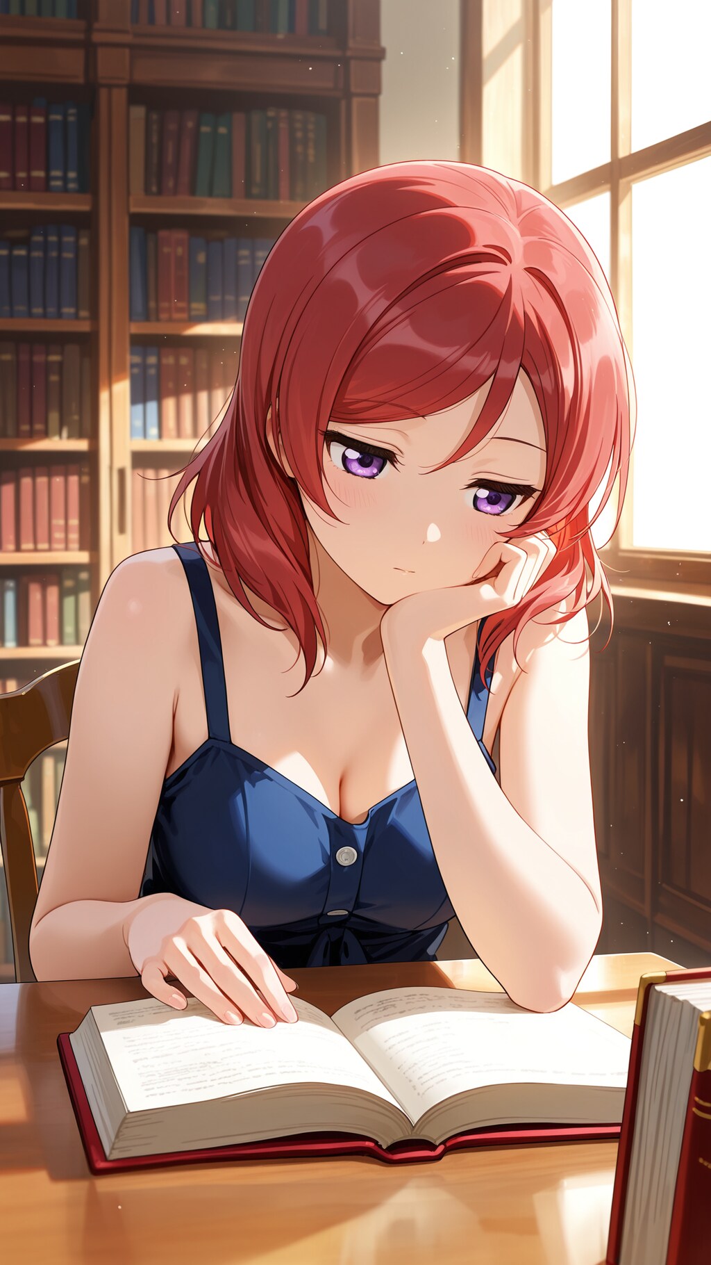 図書館で読書