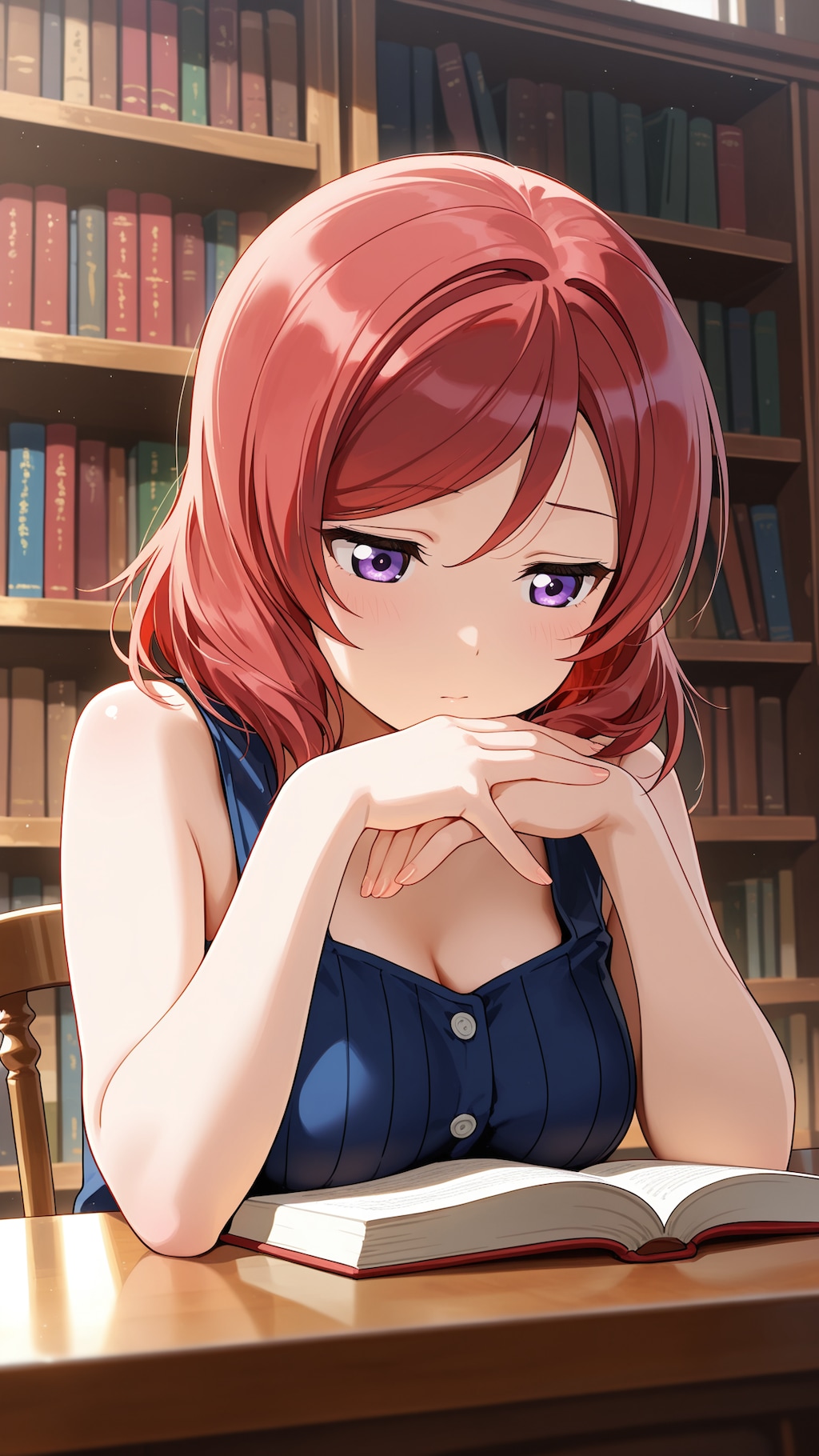 図書館で読書