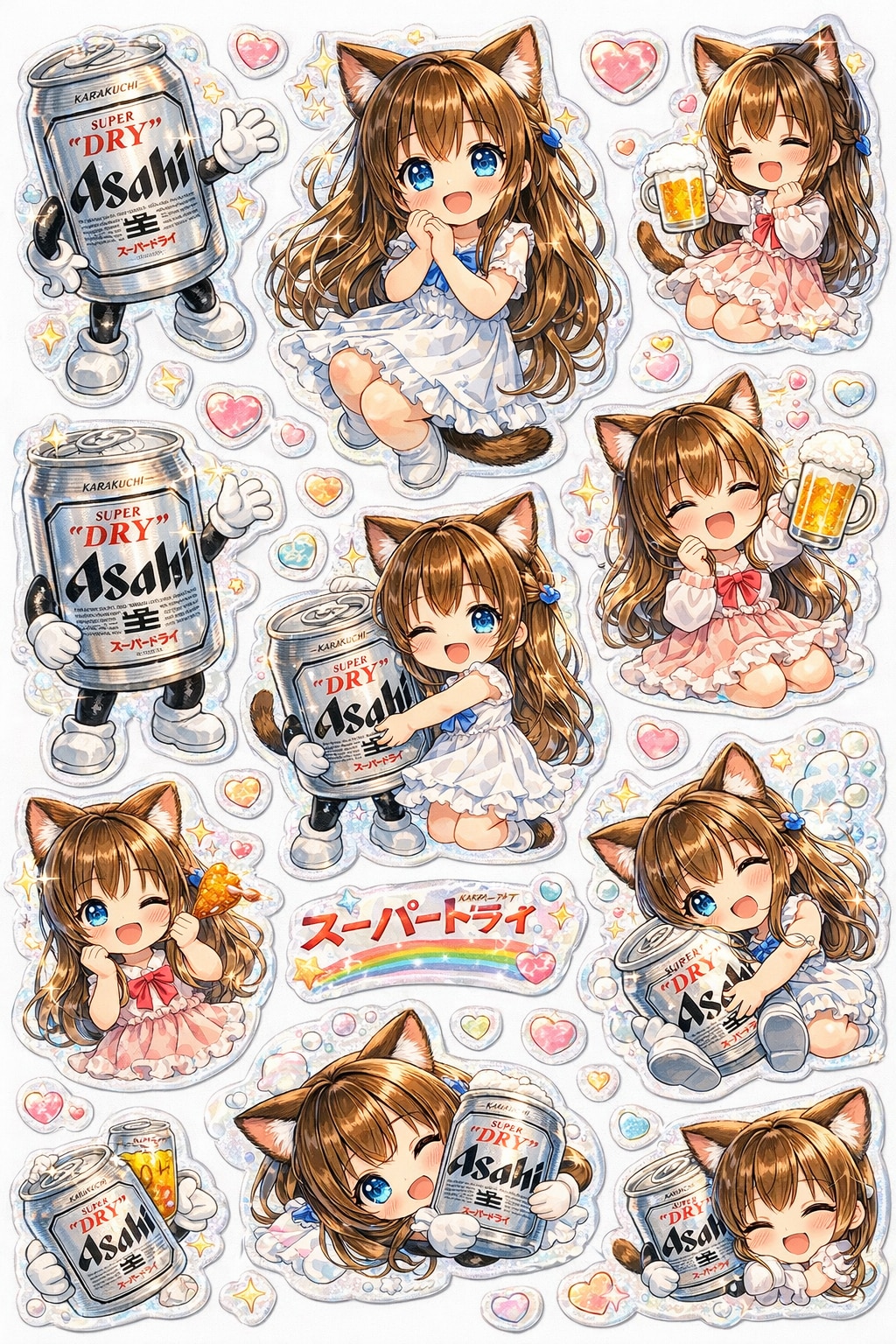 ボンボンドロップシールな小さな女の子