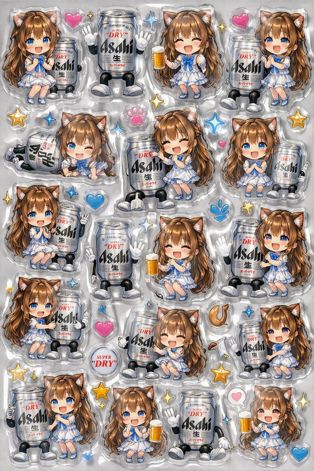 ボンボンドロップシールな小さな女の子