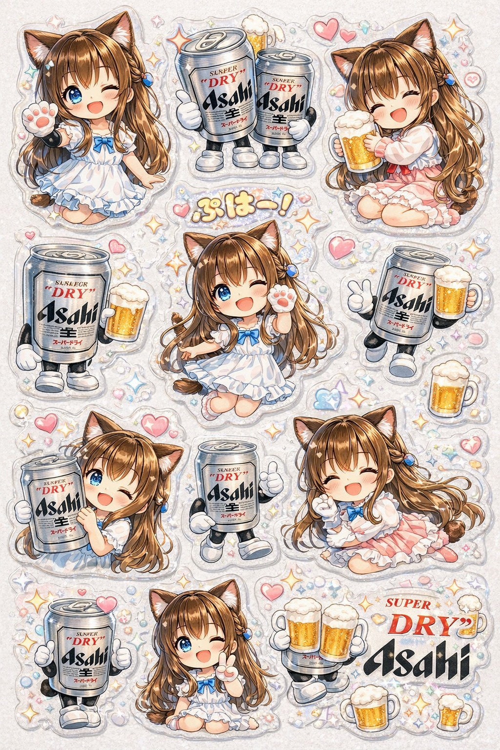 ボンボンドロップシールな小さな女の子