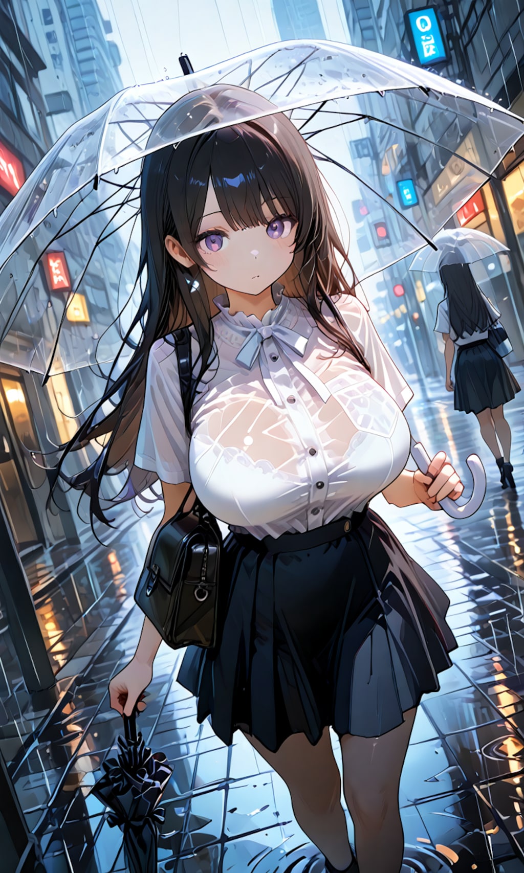 雨でずぶ濡れ