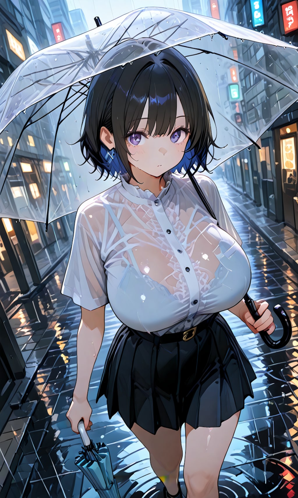雨でずぶ濡れ