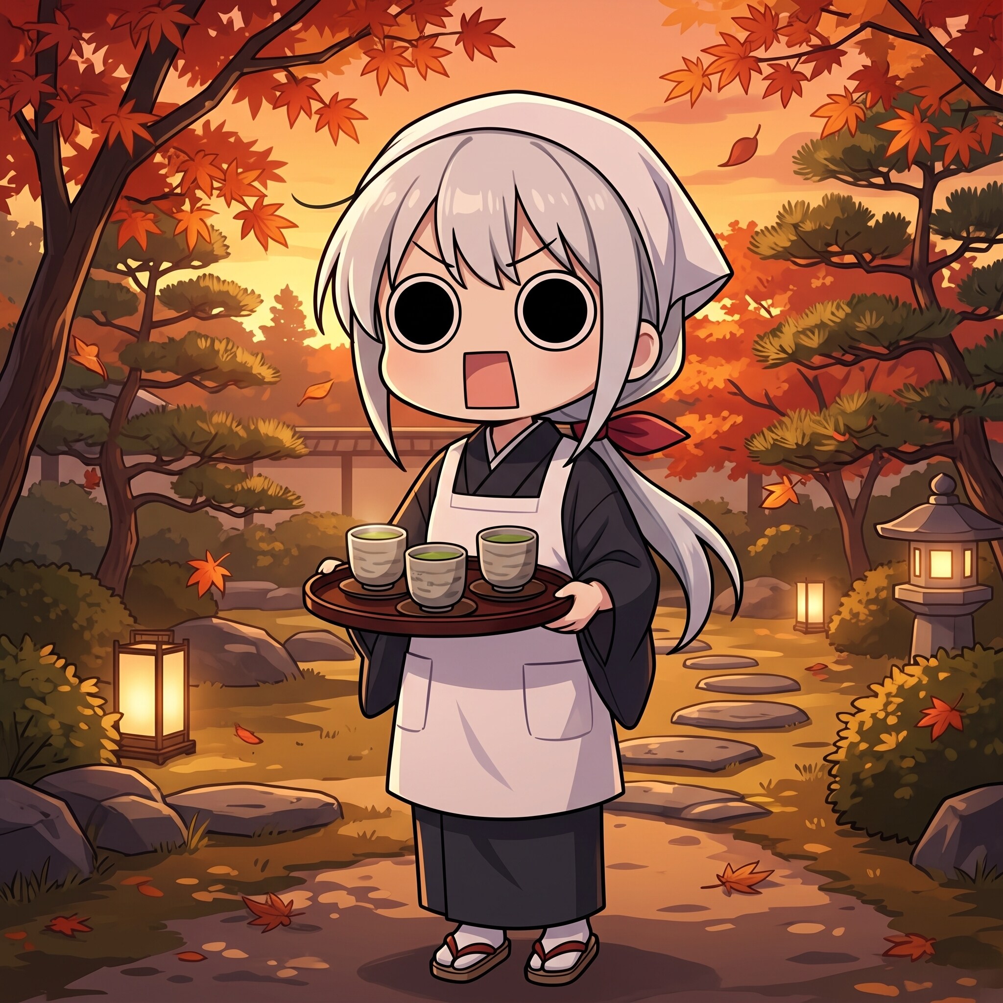 お茶を運ぶえらいこっちゃ嬢 | の人気AIイラスト・グラビア