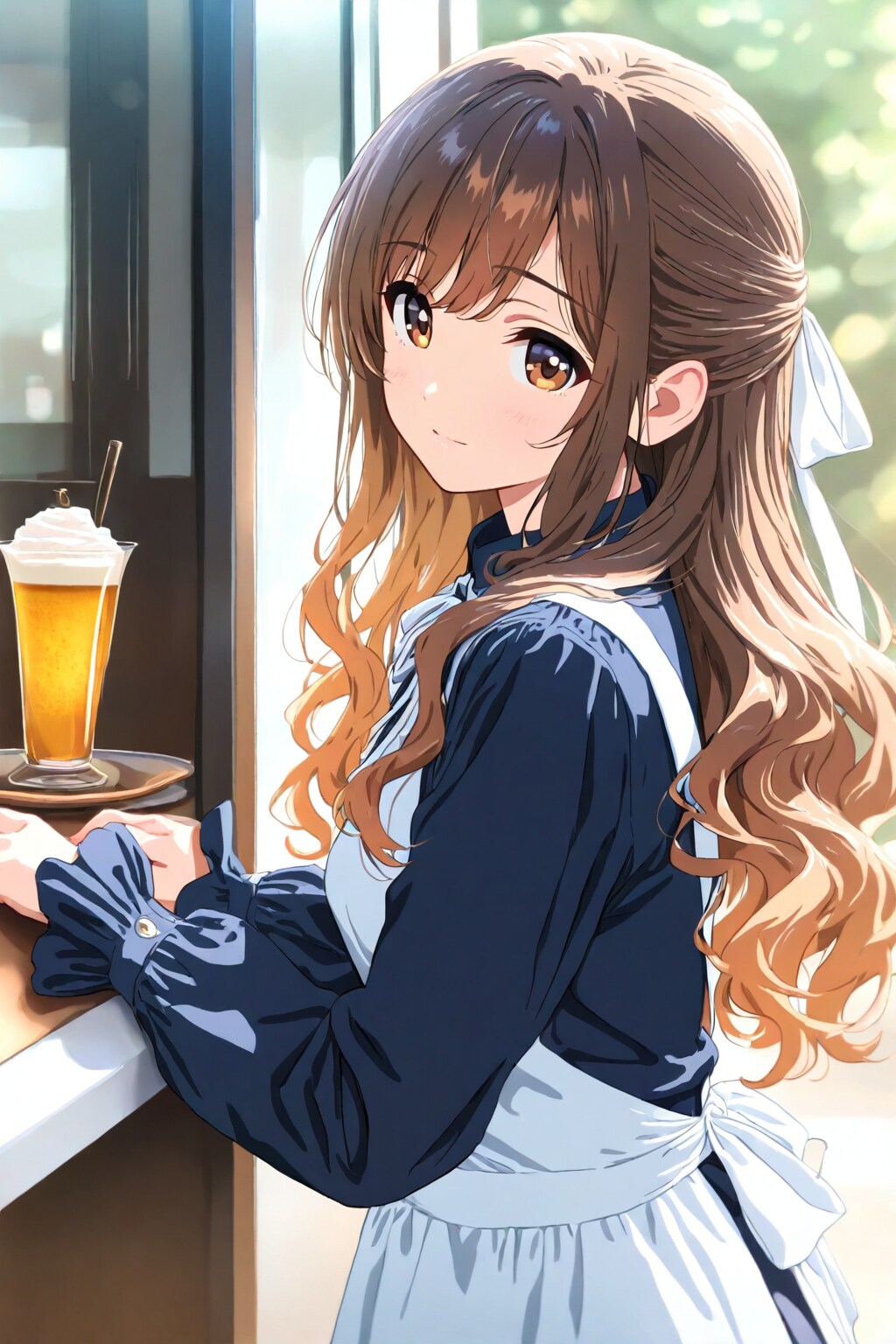 喫茶店で働く女性