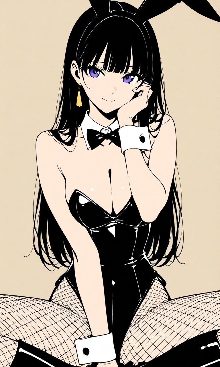 バニーガール、あぐら