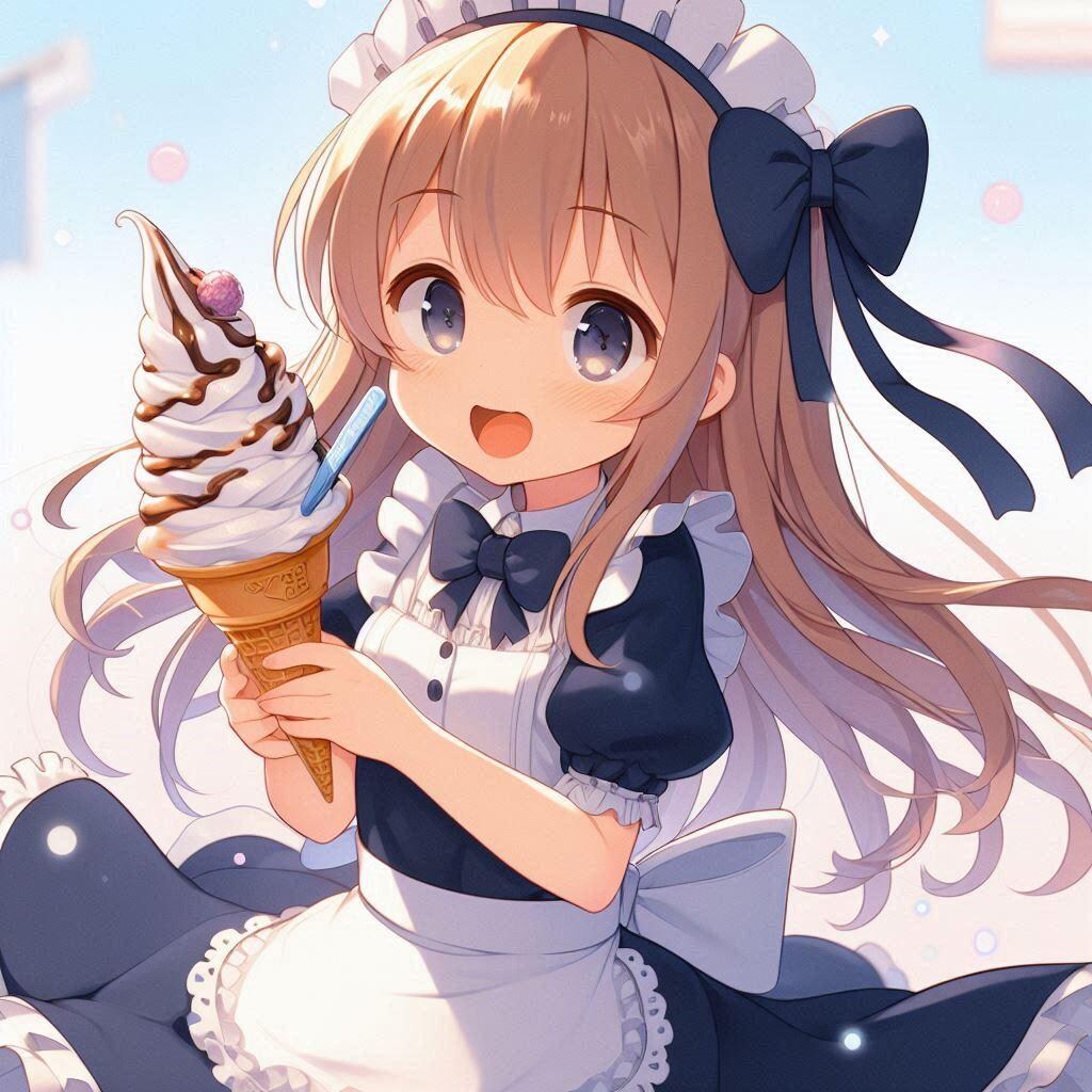 メイドさんとソフトクリーム