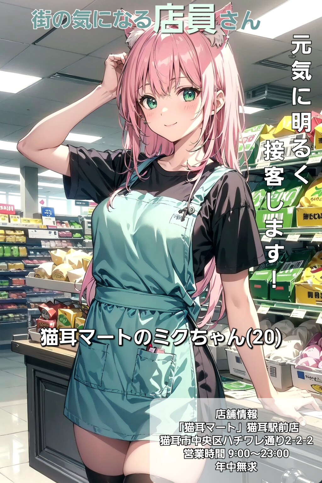 街の気になる店員さん✨猫耳マートのミクちゃん🛒🐱✨