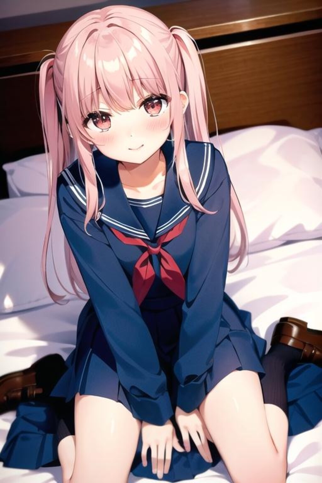 セーラー服桃髪娘