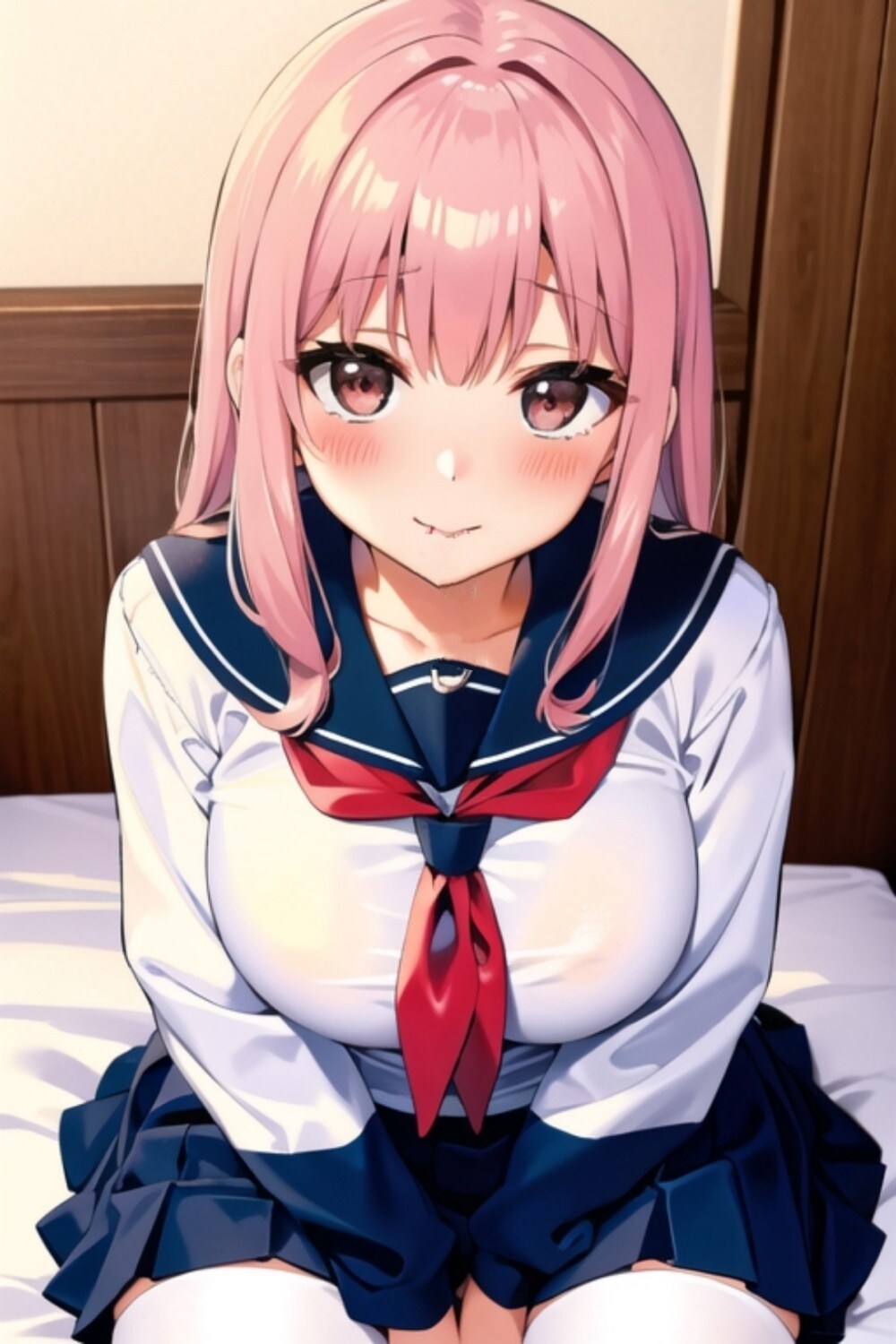 セーラー服桃髪娘 | の人気AIイラスト・グラビア