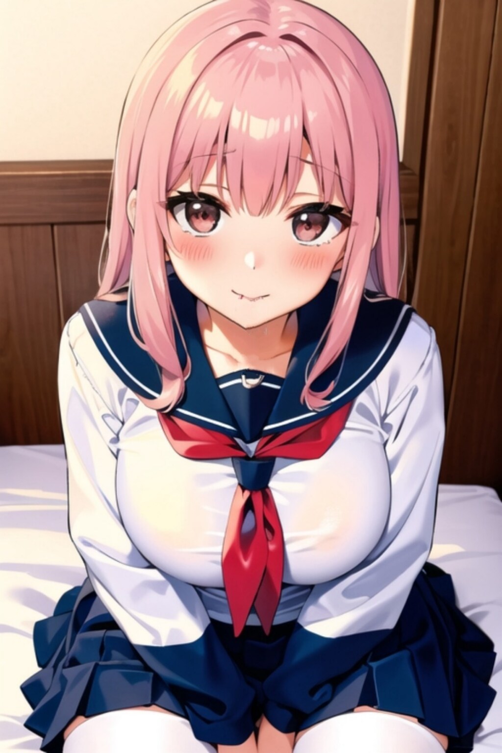 セーラー服桃髪娘