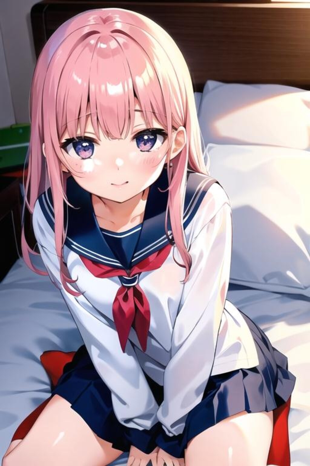 セーラー服桃髪娘