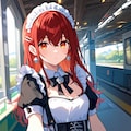 駅やバス停で見かけた赤髪メイドさん 3枚目