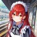 駅やバス停で見かけた赤髪メイドさん 2枚目