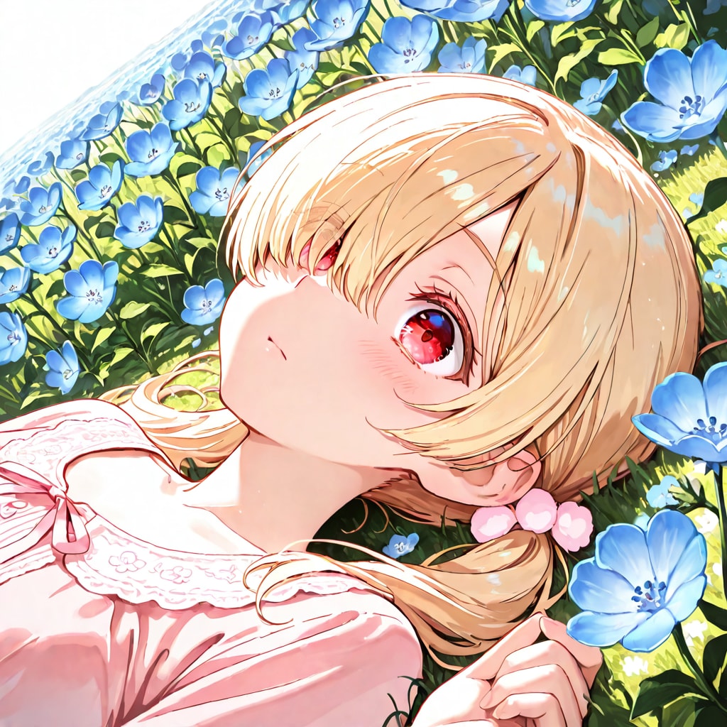 ネモフィラに囲まれて