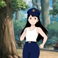 かっこかわいい婦警姫神英梨菜の公園ランニング　ジブリスタイル 10枚目